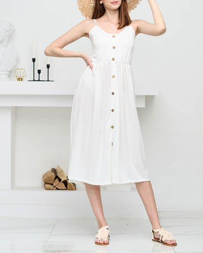 Weißes Damen-Midikleid mit Knöpfen - Kleidung
