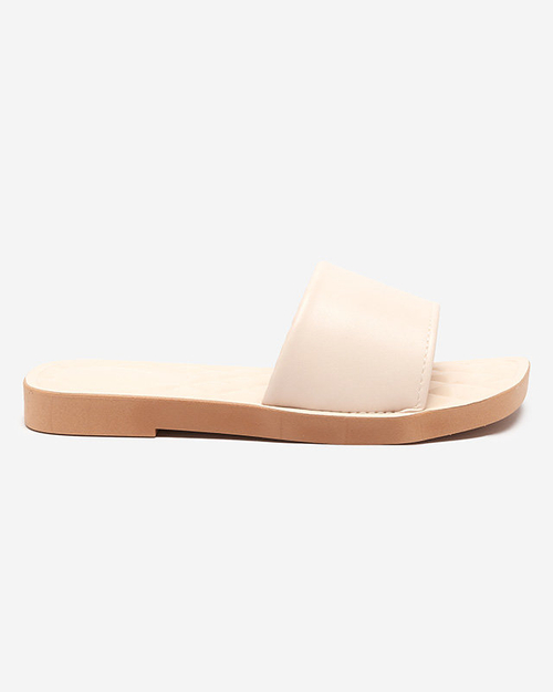 Бежеві жіночі шльопанці зі стьобаною устілкою Parekis