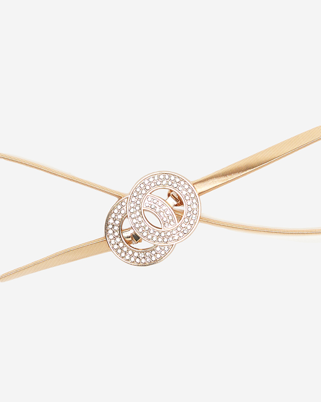 Elastischer Damengürtel in Gold mit Zirkonia-Dekoration - Accessoires