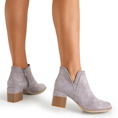 Graue Stiefel mit quadratischem Absatz Tours - Schuhe