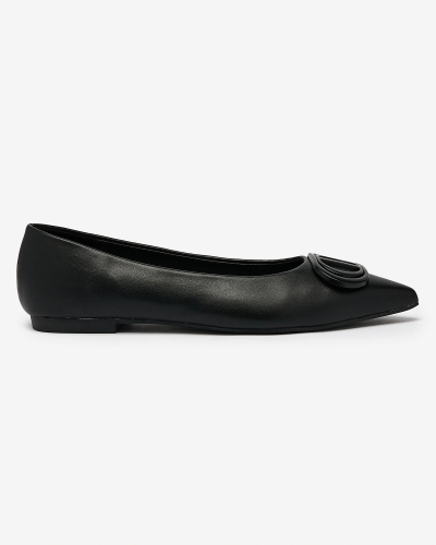 Royalfashion Schwarze Damen-Ballerinas mit spitzer Spitze und Verzierung auf der Nase Manixy