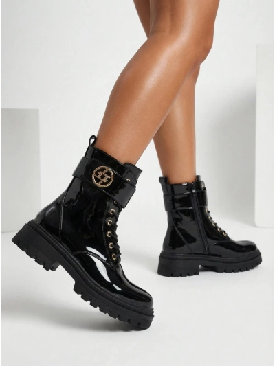 Lackierte Damenstiefeletten Eulin aus Öko-Leder