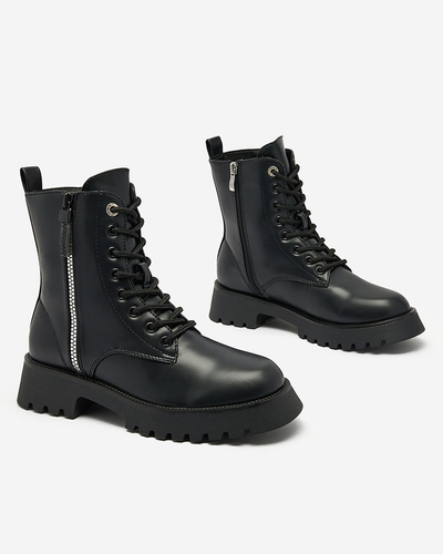 Royalfashion Schwarze Damen Baggerstiefel Basurb