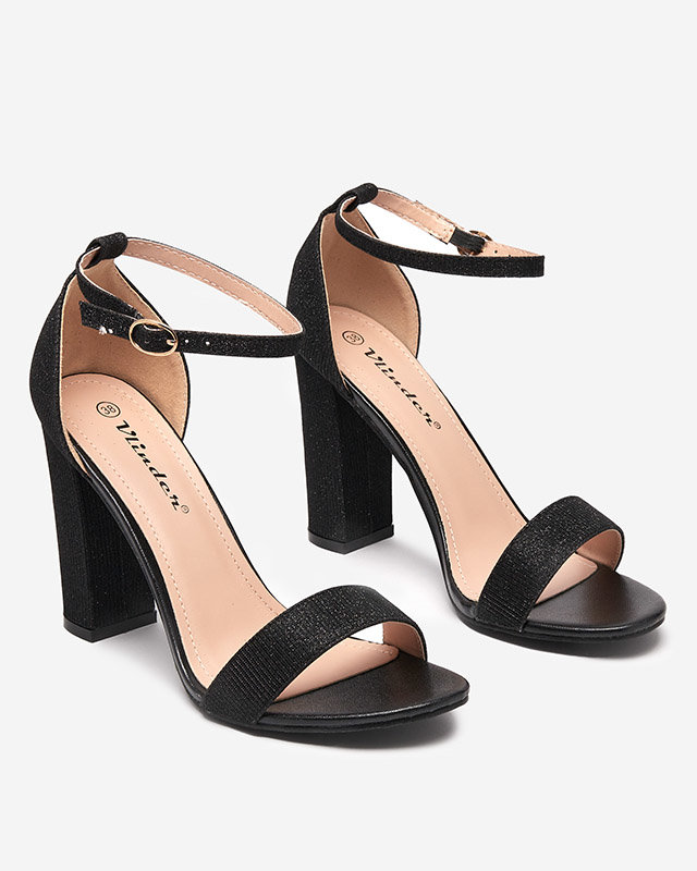 Schwarze Damensandalen mit Glitzer auf dem Pfosten Karlins - Schuhe