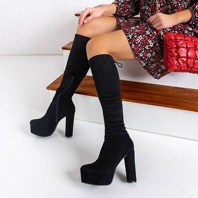 Schwarze hochhackige kniehohe Stiefel von Fagida - Shoes