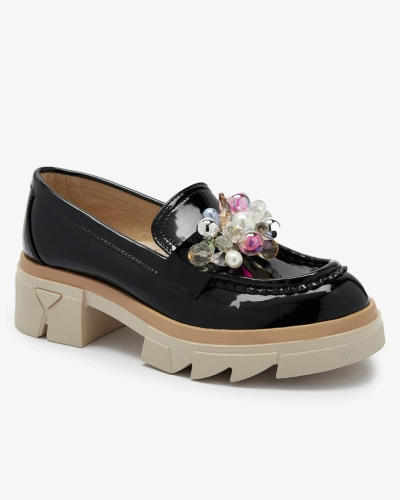 Livia Elegante - Schwarze Luxus-Mokassins mit flachem Absatz