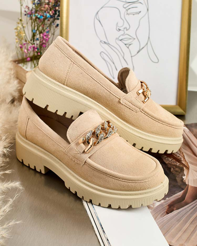 Royalfashion Damen Öko-Wildleder Mokassins mit Ornament Lehels