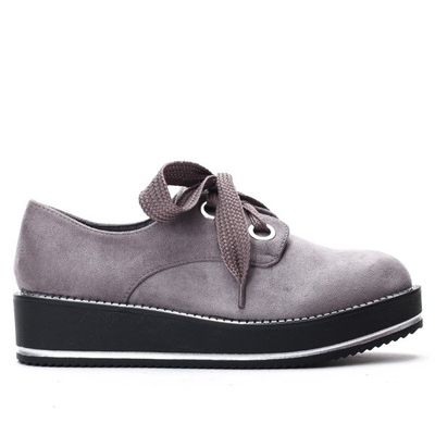 Szare, wiązane creepersy - Obuwie