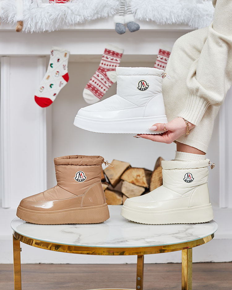 Royalfashion Damen Schlupf-Schneestiefel in weißer Farbe Ademra