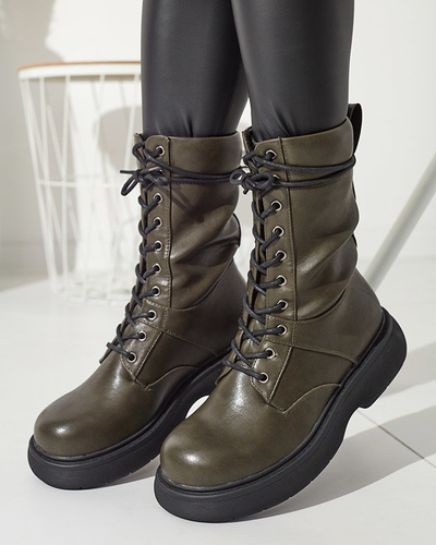 Dunkelgrüne Damen-Schnürstiefel Ferisis - Footwear