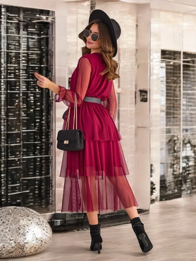 Royalfashion Damen langes Kleid mit Volants