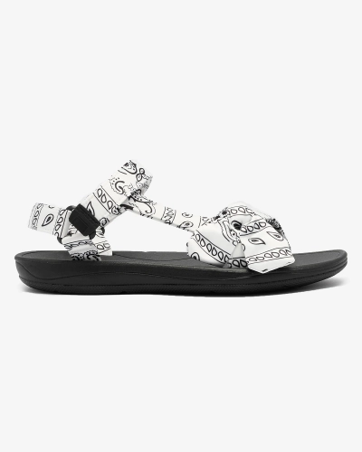 Royalfashion Weiße und schwarze Damensandalen mit Schleife Oyall