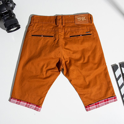 Коричневі чоловічі шорти з бордовими вставками