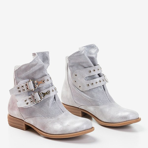 Срібні ботильйони Farmin із застібкою на липучках - Взуття