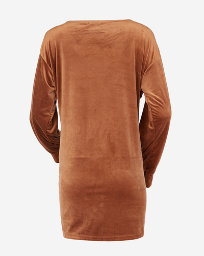 Lange braune Damentunika mit Zirkonia - Kleidung