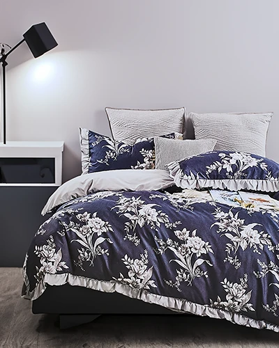 Royalfashion Gemusterte Bettwäsche mit Rüschen 160x200 Set aus 3 TEILEN