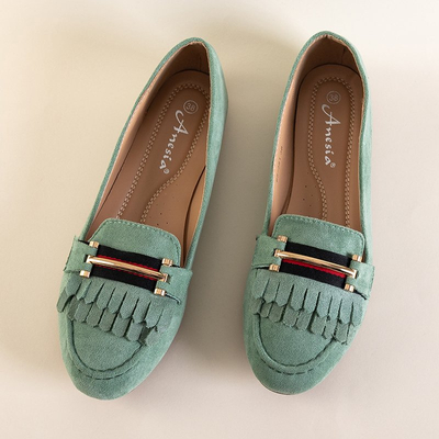Grüne Mokassins mit Morisa-Fransen für Frauen - Schuhe