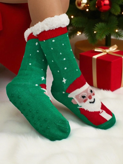 Damen Socken Santa Grün Strick Warm für Winter