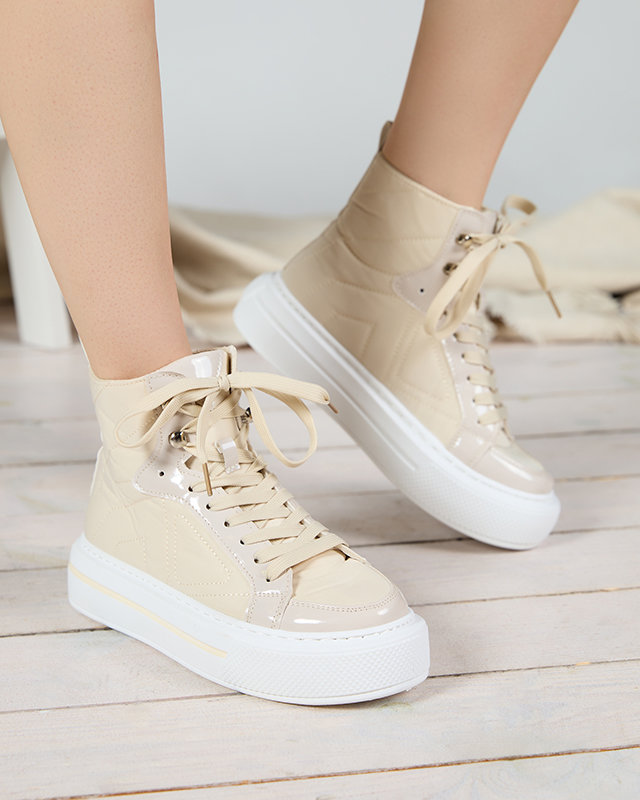 Beige Sportturnschuhe für Damen Asmako- Schuhe