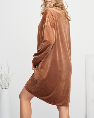 Lange Tunika für Damen mit braunem Farbabzeichen - Kleidung