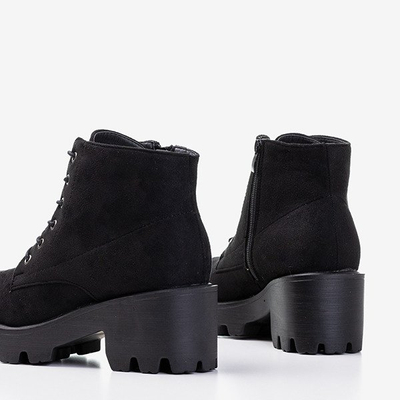 Schwarze flache Schnürstiefeletten Buster - Footwear