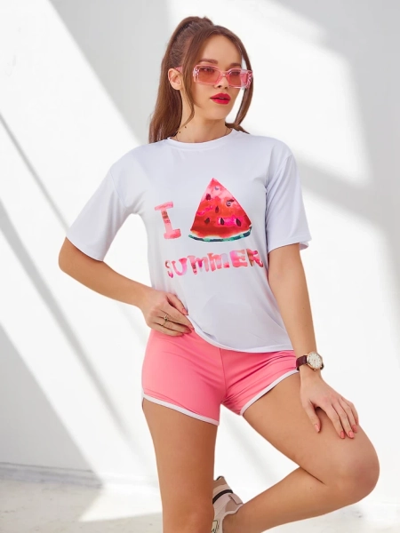 Royalfashion Damen-Sportanzug mit T-Shirt und Shorts Wassermelone