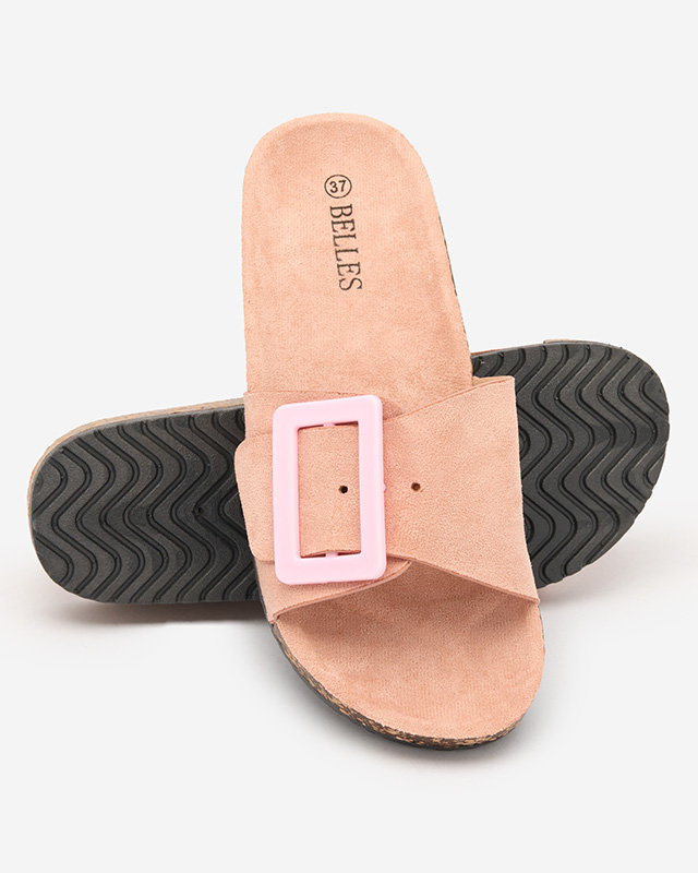 Royalfashion Rosa Damen Öko-Wildleder-Flip-Flops mit Schnalle Diviras