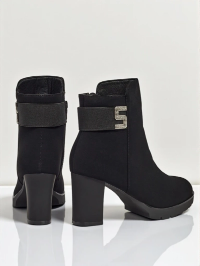 Damen Stiefeletten aus Öko-Leder mit Blockabsatz Mireliq