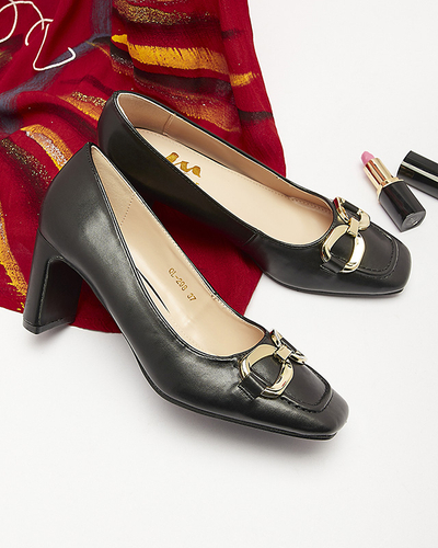 Schwarze Damen-Pumps im Mokassin-Stil Cancoro- Footwear