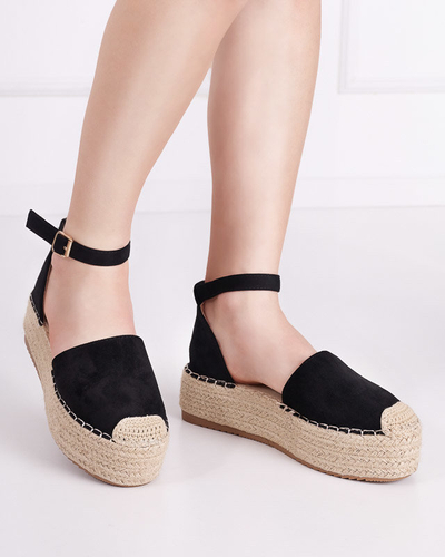 OUTLET Чорні жіночі босоніжки a'la espadrilles на платформі Olikar - Туфлі