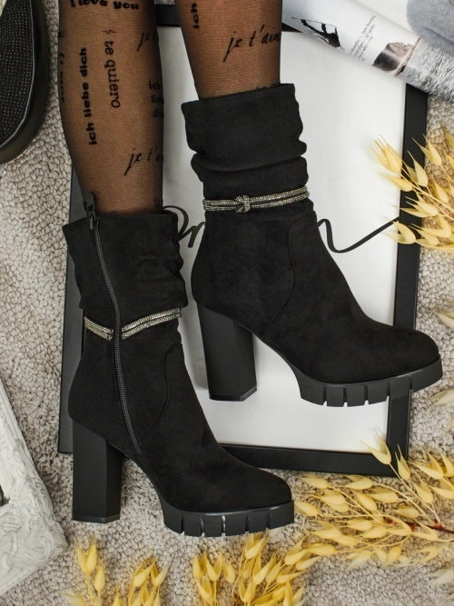 Жіночі ботильйони еко замшеві на підборах-стовпчику RuneFlicker