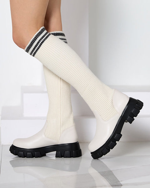 Hohe Damen-Slipper in Ecru Farbe Alerpi- Footwear