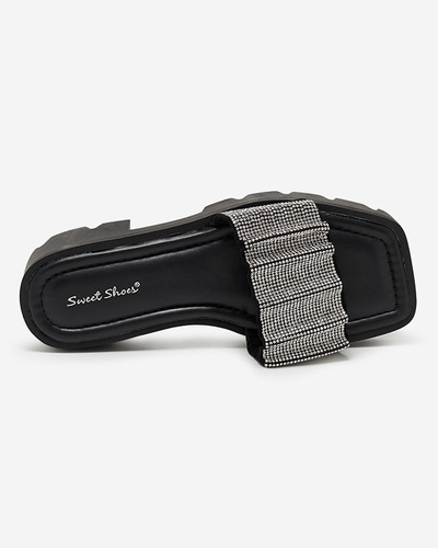 Schwarze Damen Flip-Flops mit Zirkonen Emkoy - Footwear