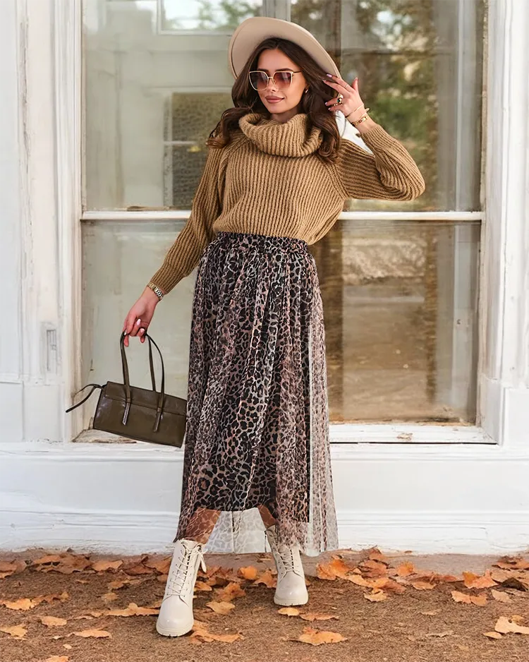 Royalfashion Gemusterter Midi-Rock für Damen mit Tüll