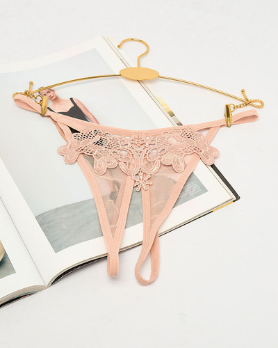 Жіночі стрінги Royalfashion Lace бежеві