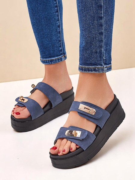 Royalfashion Damen-Plateausandalen mit Schnallen "Dalia"