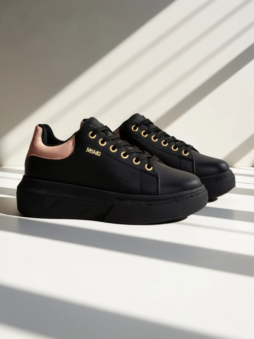 Жіночі снікерси Callista Royalfashion чорні платформи екошкіра