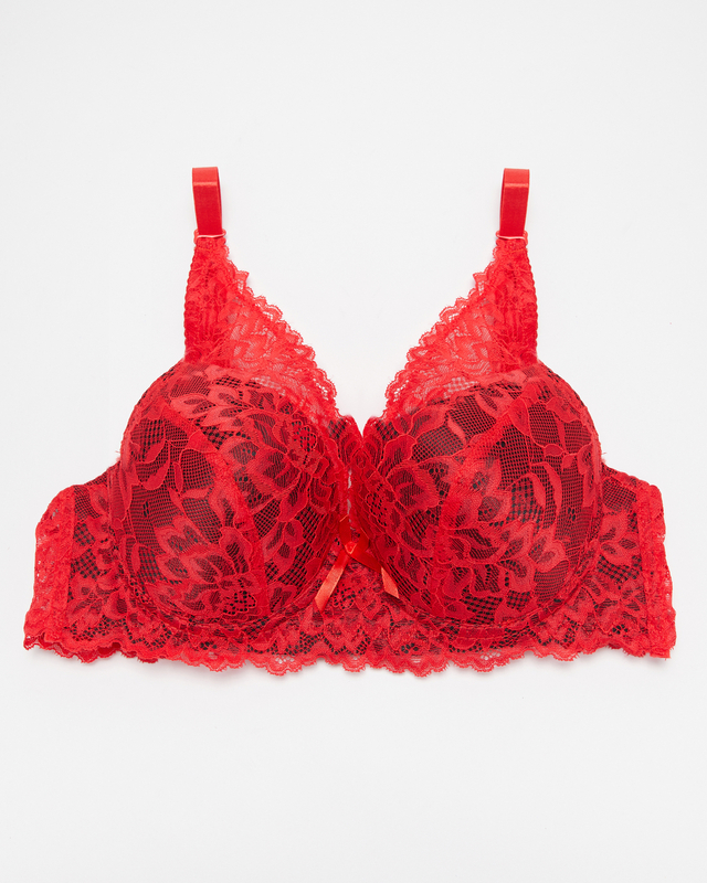 Schwarzer Damen-BH mit roter Spitze - Underwear