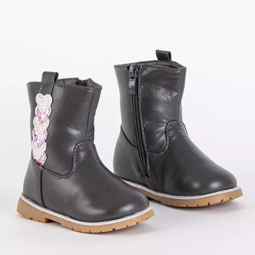 OUTLET Сірі жіночі чоботи з декоративним верхом Nokimi-Shoes