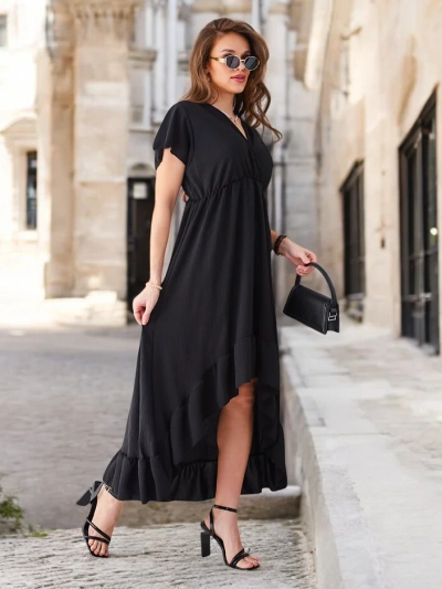Royalfashion Damen-Midikleid mit asymmetrischem Saum