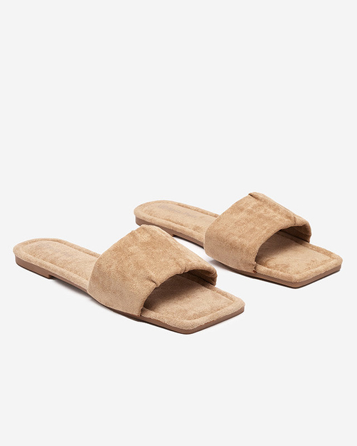 Світло-коричневі жіночі еко-замшеві тапочки Nesico - Туфлі