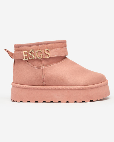 Royalfashion Hellbraune Damenschuhe a'la Schneestiefel mit Ornament Parisela