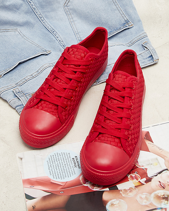 Rote Damen Turnschuhe mit Prägung Aklina - Schuhe