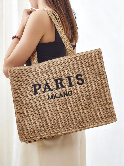 Royalfashion Große Strohtasche für Damen Paris Milano