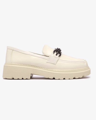 Damen lackierte Mokassins in Creme Farbe Adolos- Footwear