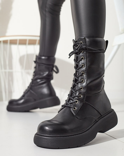 Schwarz Hohe Damen-Schnürstiefel Ferisis - Schuhe