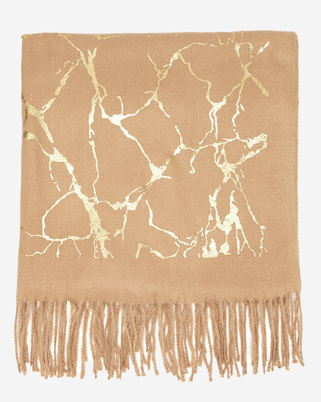 Brauner Damenschal mit goldenen Verzierungen - Accessoires
