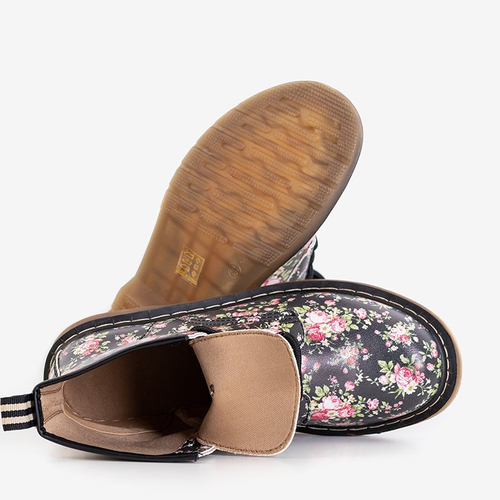 Чорні жіночі черевики-воркери з квітковим принтом Ornellia - Взуття