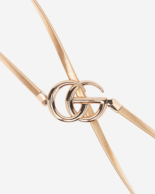 Goldener elastischer Damengürtel mit Clip mit Buchstaben - Accessoires