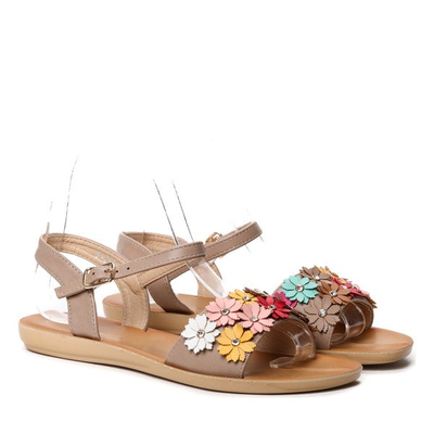 Beige Sandalen mit Blumen Kathryn- Schuhe 1